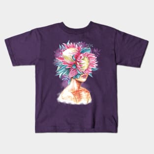 Pretty young girl with protea in hair. Kids T-Shirt